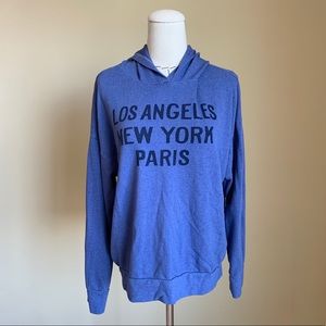 Sundry LA NY Paris Cities Blue Hoodie Sweatshirt M